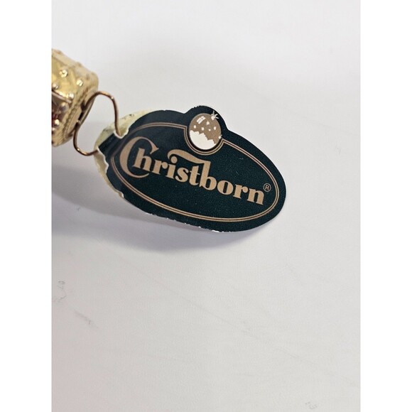 NEW VINTAGE Christborn Marshall Field's Blown Glass Sparkly Pear Ornament Fruit - Picture 5 of 6